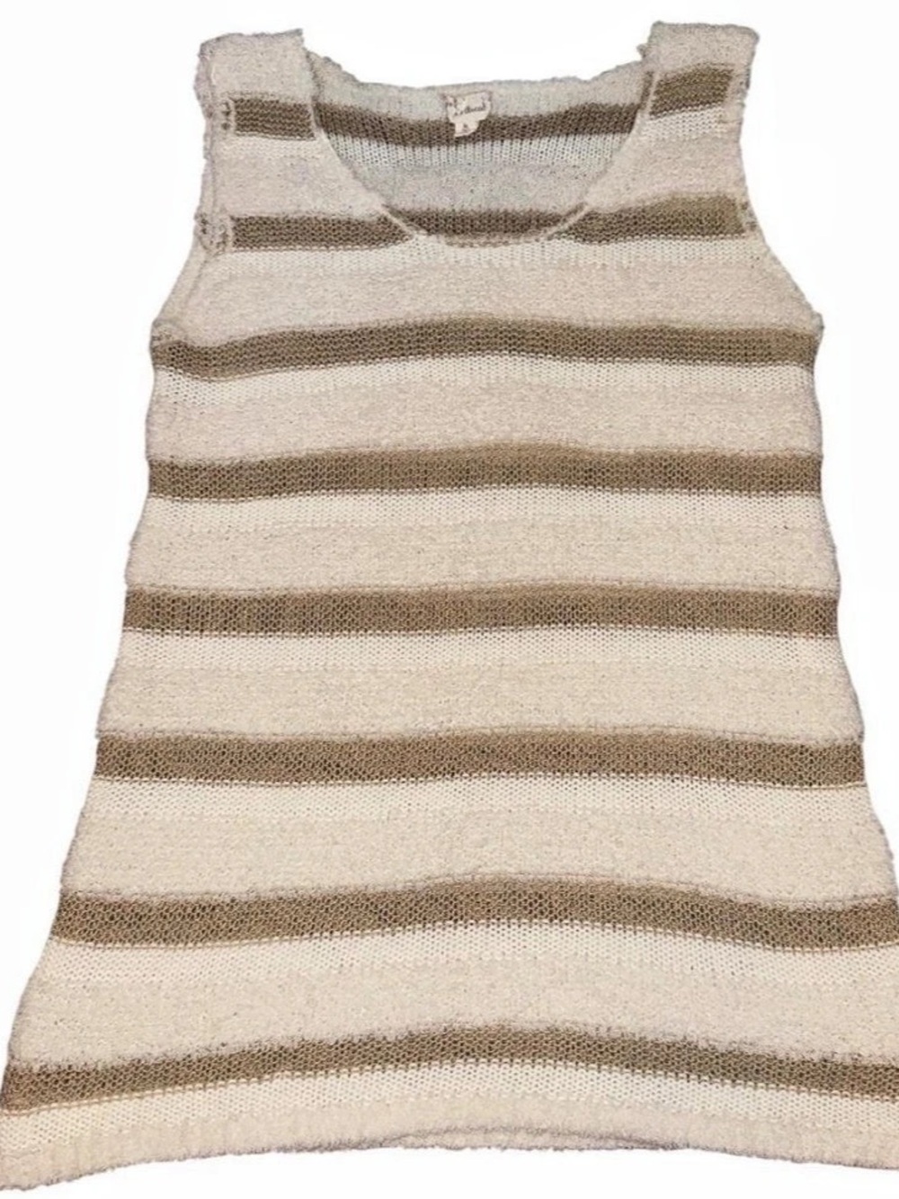 Hem & Thread Striped Knit Tank Top in Cream & Brown